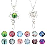 beinkmake 12 dijes de botón a presión del árbol de la vida con 2 colgantes de base a presión para mujer, elegante cordón de oficina, soporte para tarjetas de identificación, clip de joyería separable