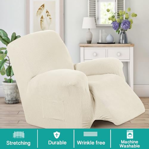 Turquoize TQBLG-RECLINER-NATURAL Stretch Recliner Cover Recliner Chair Cover Recliner Slipcover 1-Piece Sofa Cover thumb #1