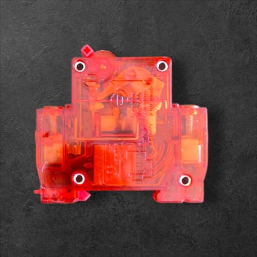 Image of Circuit Breaker, DZ47Z-63 Model, 63A, DC 12-220V, Red Transparent Housing, IEC60898-1 Standard, EV Scooter MCB