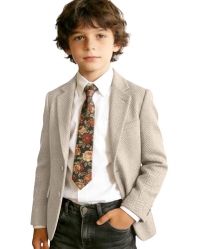 Kids Blazers for Boys Suit Blazer Tweed Herringbone Retro Tuxedo Boys' Fashion Homecoming