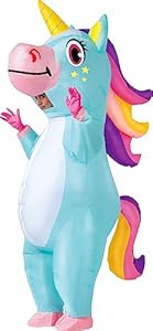 Spooktacular Creations Aufblasbares Einhorn Kostüm Ganzkörper, Einhorn Air Blow-up Kostüm für Halloween Party Cosplay Fasching Karneval - Erwachsenengröße (Einheitsgröße, Blau)
