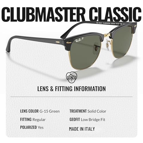 Ray-Ban RB3016F CLUBMASTER CLASSIC Square Shaped Sunglasses for Men & Women with Official RAYBAN Eyewear Kit4