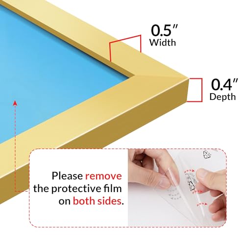LaVie Home 11x14 Picture Frame for Wall Display, 11x14 Gold Picture Frame with HD Plexiglas, 11 x 14 Poster Frame 1 Pack, Display Frame for Vertical or Horizontal, Classic Collection