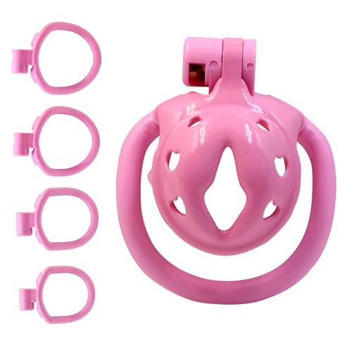 Image of Male Chastity Device Positive /Negative with 4 Rings Super Small Cage (Micro Pink)