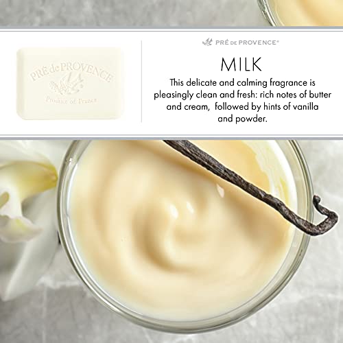 Pre de Provence Artisanal Soap Bar, Enriched with Organic Shea Butter, Natural French Skincare, Quad Milled for Rich Smooth Lather, 8.8 Ounce, Milk - Thumbnail 5