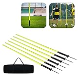 JNGLGO Piquets de Slalom pour d'entraînement Agility, Set de 6 Barres de Slalom pour Le F...