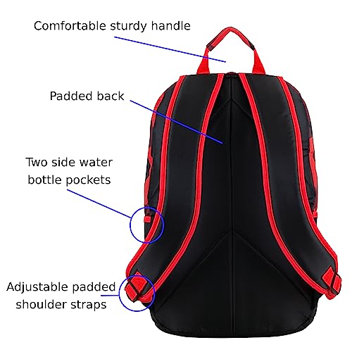 Fuel Backpack With Lunch Box Combo – 18” Two Compartment Water Resistant Durable Adjustable Straps With Side Water Bottle Pockets 2 In 1 Set - Red Camo #TOP5