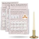 Wachsklebeplättchen 45er-Set – sichere Befestigung für Kerzen, wiederverwendbar und einfach anwendbar – verhindert Verrutschen auf allen Oberflächen – ideal für Advent, Hochzeit und Alltag