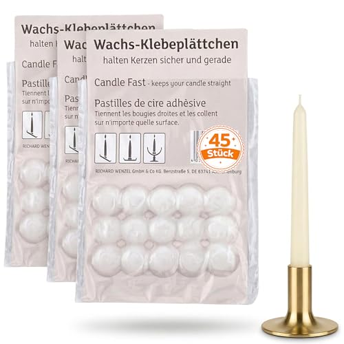 Wachsklebeplättchen 45er-Set sichere Befestigung für Kerzen wiederverwendbar und einfach anwendbar verhindert Verrutschen auf allen Oberflächen ideal für Advent Hochzeit und Alltag
