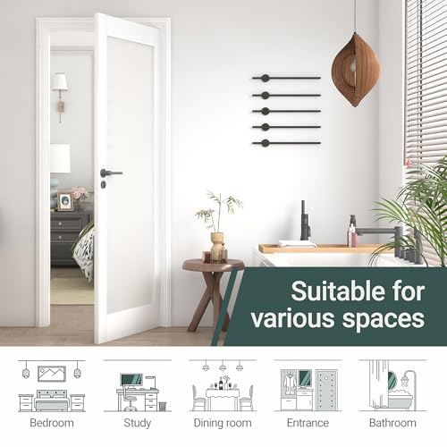 OHTOMO 30\"x 80\"Interior Slab Door, 1-Lite Frosted Glass French Door Slab, Pre-Assembled White Primed Solid Core Panel w/o Prehung Jamb, for Pantry Closet Laundry Bathroom Office