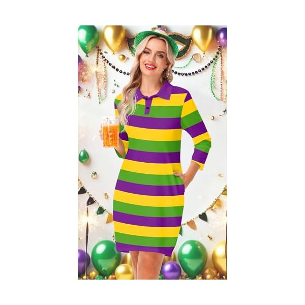 Remimi Womens St. Patricks Day Striped Dresses Irish 3/4 Sleeve Dress - Image 5