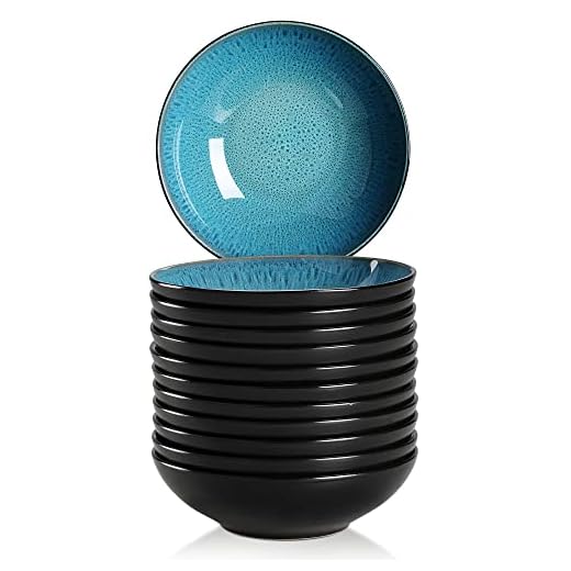 vancasso Bubbelstengods bred och djup pastaskålsset, 12-delad ugnsbyte glasyr grön sopptallrik, 20 cm soppskål stor skål. 850 ml