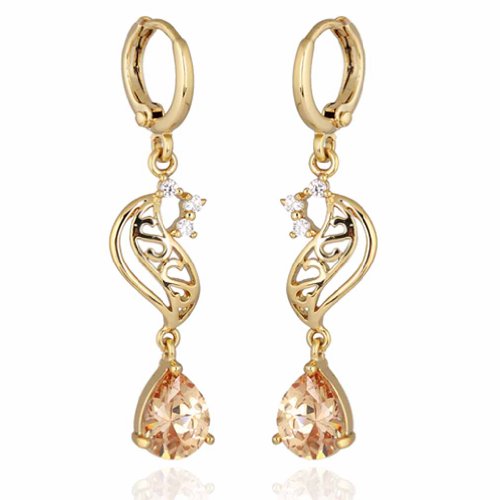Boucles d'oreilles goutte d'eau en plaqué or et strass de zirconium