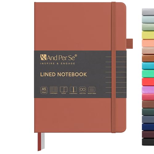 &And Per Se Lined Journal Notebook, 160 Pages, A5 5.7 x 8 inches College Ruled Thick Paper Notebook Journals for Writing, Hardcover Notebooks for Women Men Office School (1 Pack, Terracotta)