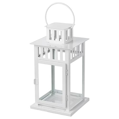 Lanterna Portacandele perfetta per allestimenti da interno, Porta Candela in Acciaio da Giardino (Bianco 28 Cm, 1)