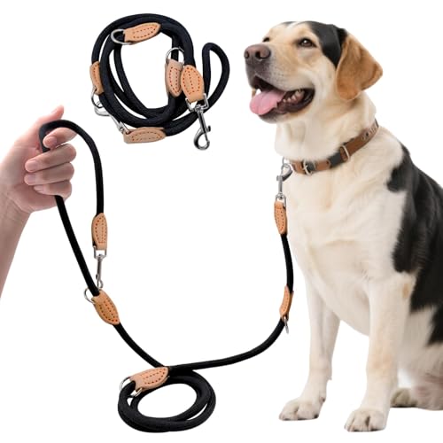 Guinzaglio per Cani Ennoxwi 2.2m, Guinzaglio Allungabile, Guinzaglio Cane Nero, Guinzaglio Regolabile da Addestramento e Passeggiata per Cani di Taglia Media & Grande fino a 60kg