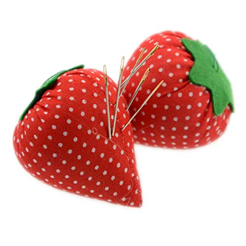 Sphtoeo 2Pcs Strawberry Pin Cushion Needle Holder With 40Pcs Beaded Head Straight Stitch Needles For Fabric Quilting Sewing Diy Craft Projects Dressmaking Jewelry Wedding Christmas Decoration #TOP26
