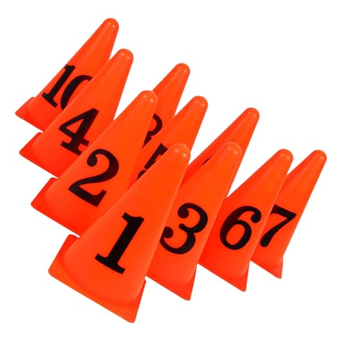 Cônes de signalisation numérotés FRCOLOR orange en PE lot de 10 pour football