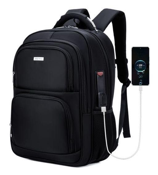 GMTA Mochila Grande Masculina Feminina Notebook Executiva Anti Furto Impermeável Escolar Faculdade Passeio Trabalho Viagem Alça com Cabo De Aço Saída Usb Saída Fone de Ouvido (Preto)