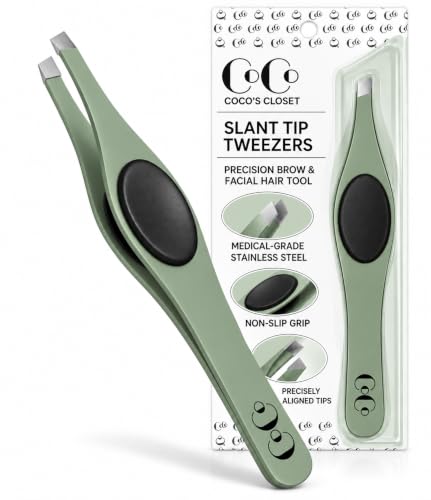 Precision Tweezers for Women Facial Hair - Sharp Slant Tip, Eyebrow Plucker