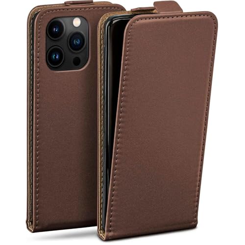 Étui iPhone 15 Pro moex en cuir synthétique marron foncé avec protection intégrale
