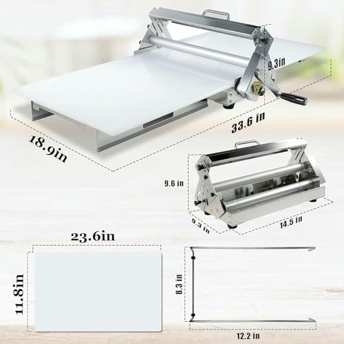 Laminadora de masa manual y plegable de acero inoxidable con panel para pizza 3