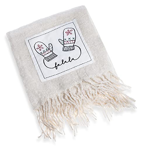Rae Dunn Throw Blanket- Soft, Decorative Blankets For Bed Or Couch, Cozy Throws For Sofa, Christmas Mohair Throw With Embroidered Patch, 50" X 60" #TOP3