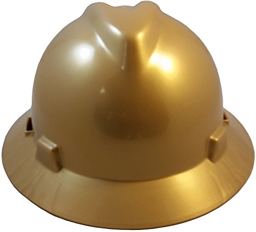 Texas American Safety Company Msa V With Staz On Suspensions Full Brim Hard Hats With Safety Tote - Gold #TOP1