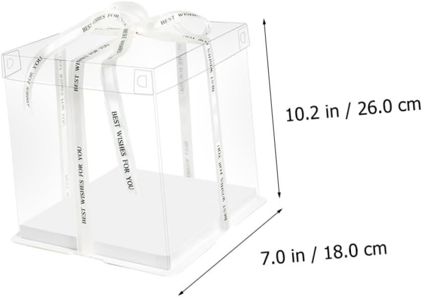 VICASKY 5pcs 8-inch Square Cake Storage Boxes with Lid, Tall Single-layer Baking Cake Carriers for Birthday Party and Dessert Packaging
