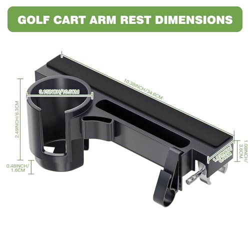 Automiim 2026 Upgraded Golf Cart Armrest with Cup Holder Rear Seat Arm Rest, Universal Fit for EZGO/Yamaha/Star/Club Car, Golf Cart Arm Bracket with Phone Holder, Fit 0.75''-1.75'' Round/Square Tube