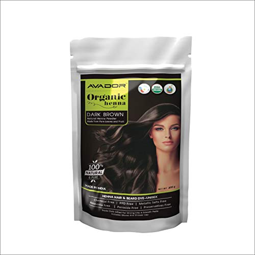 AVADOR Organic Hair Color Powder (200g, Organic Dark Brown Powder)