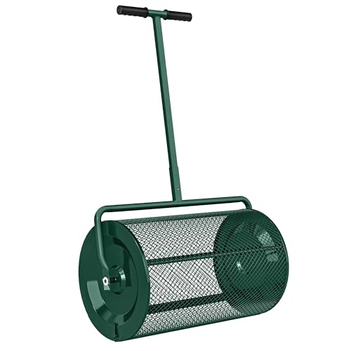 Image of Outsunny Compost Spreader, 24" Height Adjustable T Shaped Handle, Green