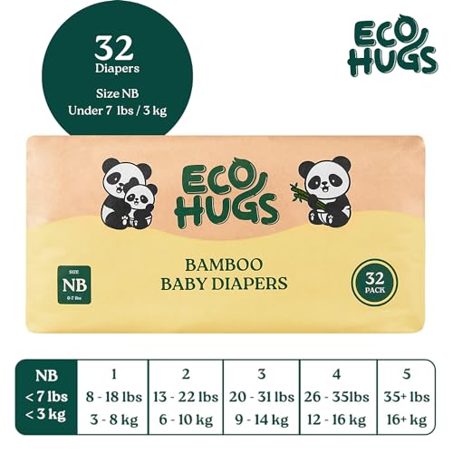 Ecohugs Organic Bamboo Diapers Size Nb | Ultra-Soft Disposable Baby Diapers thumb #4