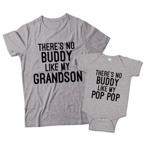 Pop Pop and Grandson Matching T-Shirts, There's No Buddy Like My Grandson and No Buddy Like My Pop Pop Matching Set Black2