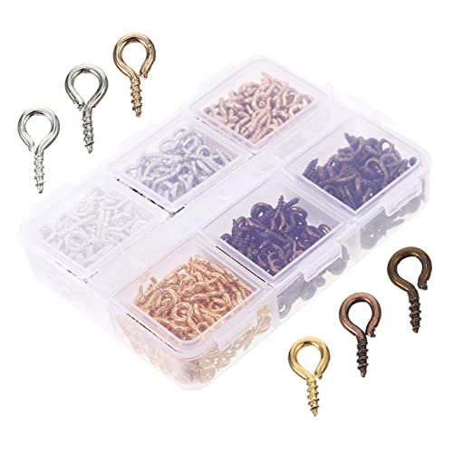 MUCKLILY 10mm Boxed Metal Threaded Screw Eye Mini Jewelry Eye Pin Pendants for DIY Jewelry Making