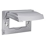 Hubbell-Bell MX1250S Weatherproof Single Outlet Cover Outdoor Receptacle Protector, Grey, Horizontal Flat