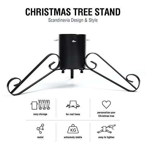 Esplorilo Christmas Tree Stand For Live Tree, Sturdy Metal Tree Stand For Real Christmas Tree 4.5 To 7.5 Ft, Christmas Tree Base For Real Tree, Black #TOP3