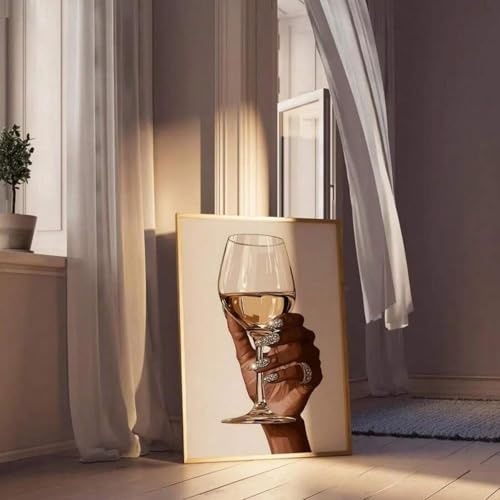 Peinture sur toile de qualité supérieure d'un élégant verre à vin - 2