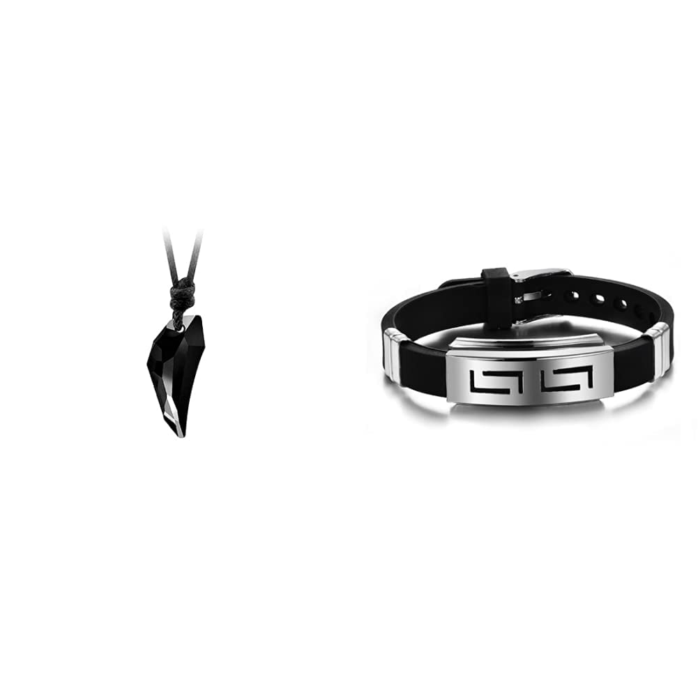 Yellow Chimes Wolf Tooth Crystal Adjustable Black Leather Rope Pendant for Men and Women Trendy Charm Charm Bracelet for Men (Black) (B0B9XDKYMN) Amazon Price History, Amazon Price Tracker