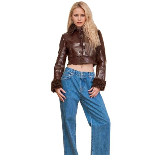Veste en simili cuir marron femme GUOYUXIAO : le blouson court idéal contre le vent frais