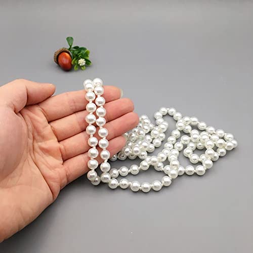 Kawailay Long Pearl Necklace Imitation Pearl Necklace 1920S Flapper Pearl Necklace Multi Strand Pearl Necklace For Women Girls Bridal Wedding Banquet Dinner Party - White 1.5M #TOP5