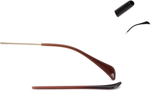 2 Pairs Sunglasses End Tips Eyeglass Ear Sock Pieces Tube Eyewear Anti-Slip Plastic Comfort Replacement Tips Metal Eyeglass Legs Brown