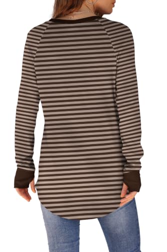 Image of XIEERDUO Womens Tunic Tops to Wear with Leggings Long Sleeve Thumb Hole Shirts Crew Neck Curved Hem