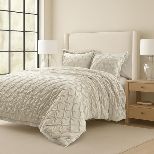 Lush Decor Juliette Pintuck Duvet Queen Size 3 Piece Set