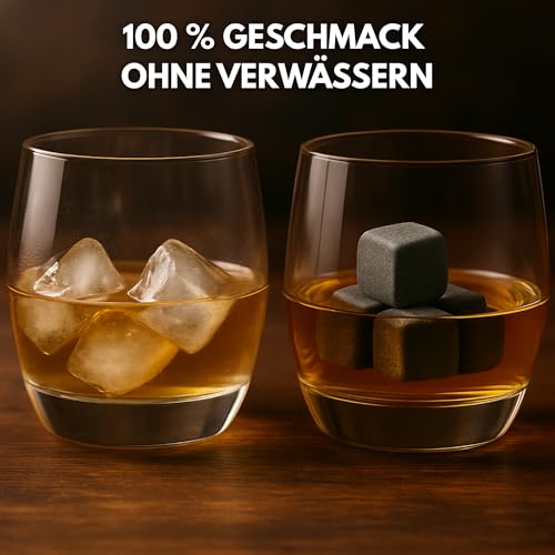Foto von Grenhaven 9er Set Whisky-Steine Grau aus natürlichem Speckstein- on The Rocks Kühlsteine mit praktischen Stoffbeutel