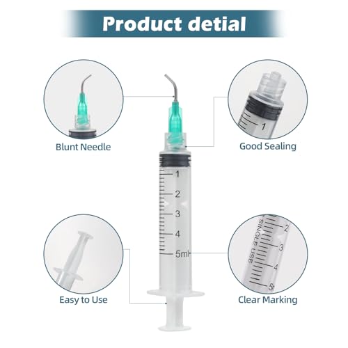 Aotfusd 20 Stück Spritzen-Set mit Stumpfer Nadel, Verschiedene Größen, 1ml, 3ml, 5ml,10ml, 20ml zum Nachfüllen und Messen von Flüssigkeiten, wissenschaftliche Labore, Pflanzenbewässerung