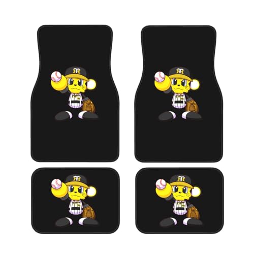 阪神タイガース カーマット 4点セット フロアマット 車 軽/普通車 1台分 フロント2枚 リヤ2枚 丸洗いOK ズレ防止加工 防水 汚れ防止 アニメ グッズ キャラクター プレゼント