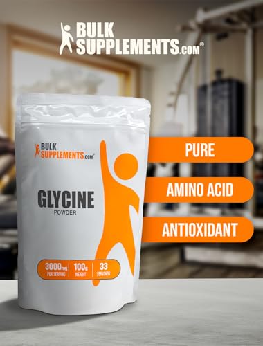 Image of BulkSupplements.com Glycine Powder - Glycine Supplements, Amino Acid Supplement - Unflavored & Gluten Free, 3g per Serving, 100g (3.5 oz) (Pack of 1)