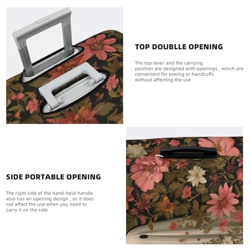 Retro White Ghost Colorful Flowers Elastic Travel Luggage Covers Dustproof Scratch-Resistant Suitcase Protector Fit 22-24 Inch3