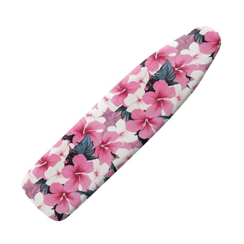 Darisoco Tropical Pink Flower Ironing Board Cover Standard Ironing Board Cover with Elastic Edge and Hook and Loop Fasteners Scorch and Stain Resistant Fabric